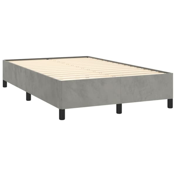 Ramsäng med madrass & LED ljusgrå 120x190 cm sammet