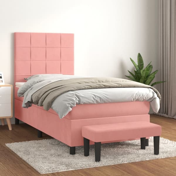 Ramsäng med madrass rosa 100x200 cm sammet