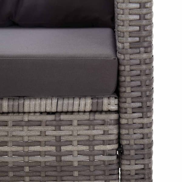 Trädgårdssoffa 2-sits med dynor grå 124 cm konstrotting
