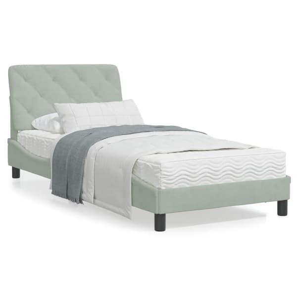 Bed Frame without Mattress Light Grey 90x200 cm Velvet