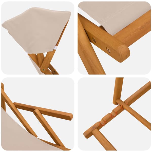 Deck Chair 2 st 3 Position Massiv Eukalyptus Trä Beige