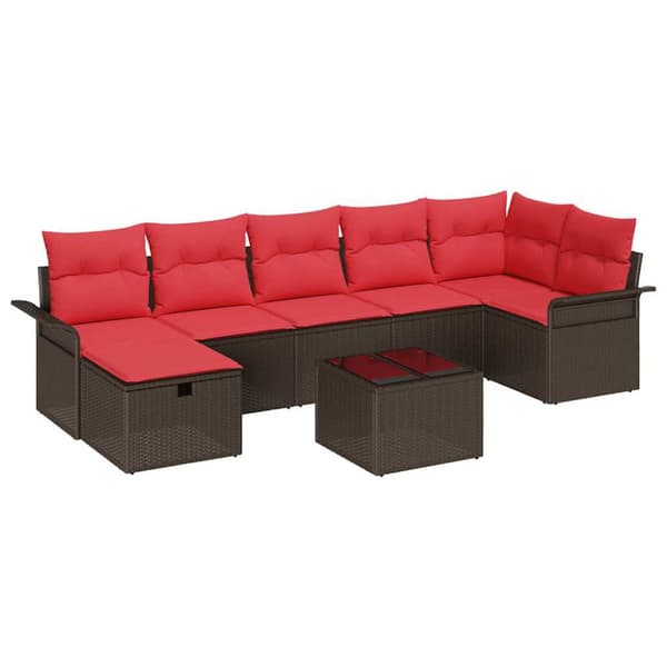 Trädgårdsoffset med kudde med lagring 8 pcs Poly rattan