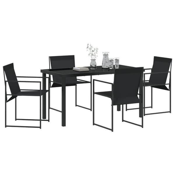 Trädgårdsmöbelset 5 pcs Svart Textilene och Stål
