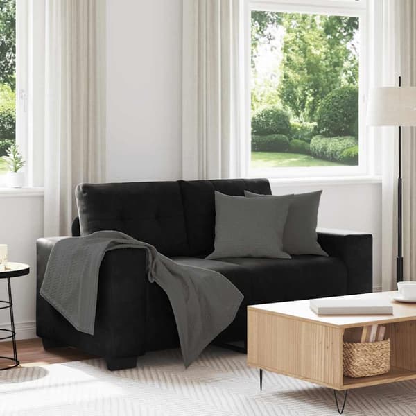 Loveseat soffa svart 160x77x82 cm sammet