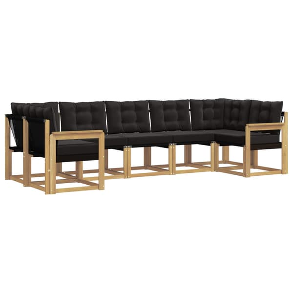 Utomhussoffset med kudde 7 pcs Vit och svart