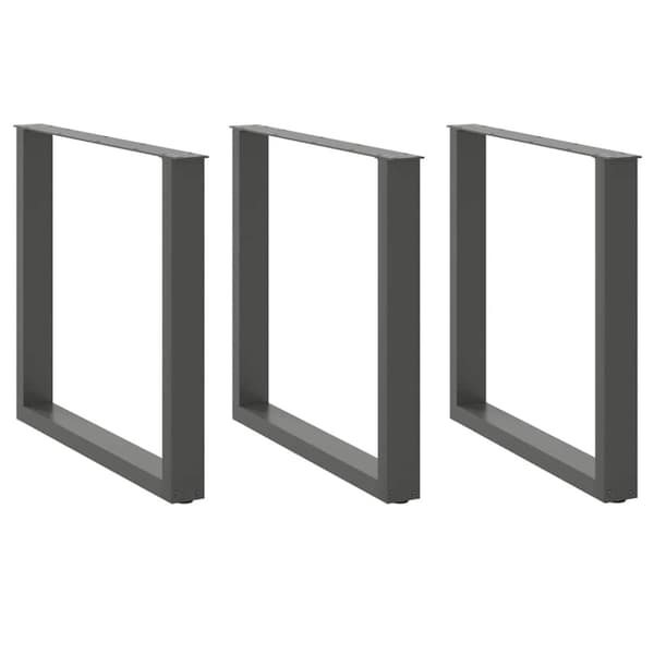 Matbordsben U-formade 3 st antracit 90x(72-73) cm stål