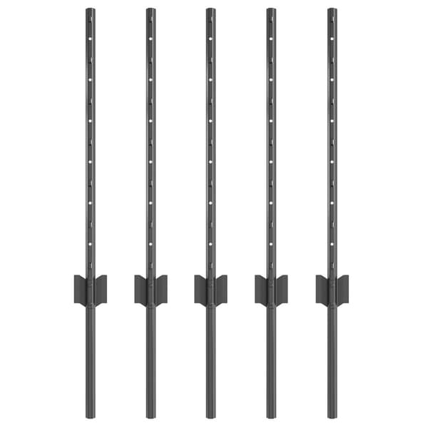 Stängselstolpe 5 pcs Grå 60 cm Stål