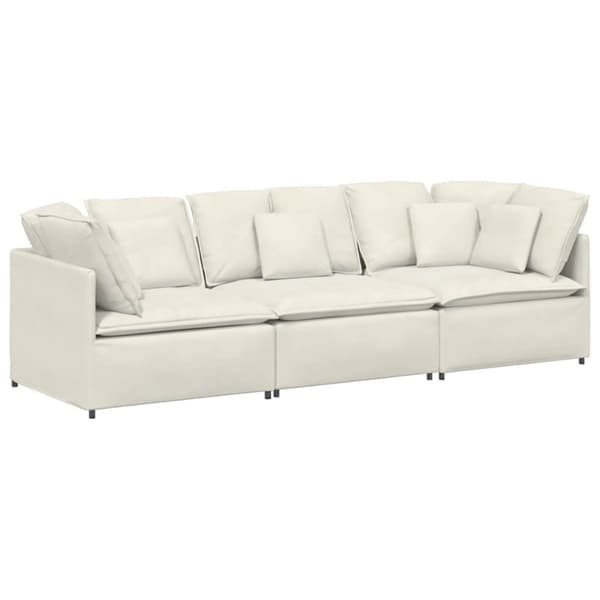 Modulsoffa med kuddar sammetskräm