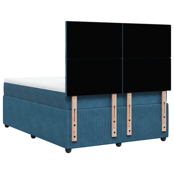 Ramsäng med madrass mörkblå 140x190 cm sammet