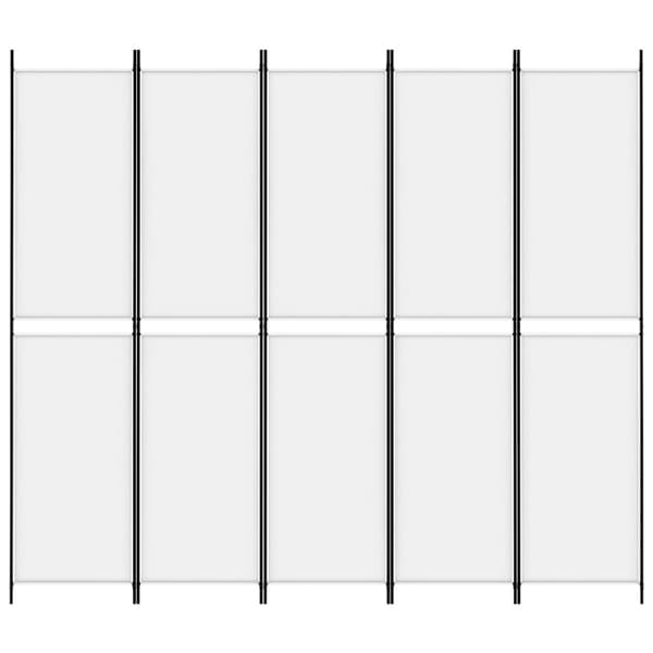 Rumsavdelare 5 paneler vit 250x220 cm tyg