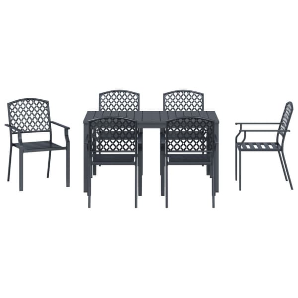 Trädgårdsmöbelset 7 pcs Antracit Pulverlackerad stål