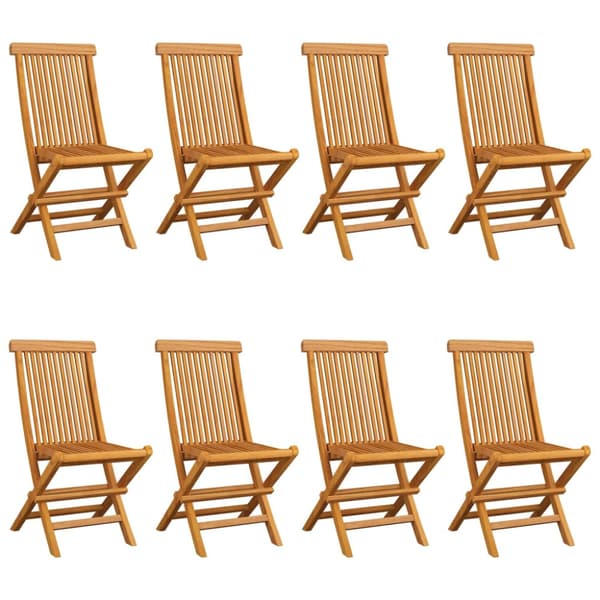 Trädgårdsstolar med grå dynor 8 st massiv teak