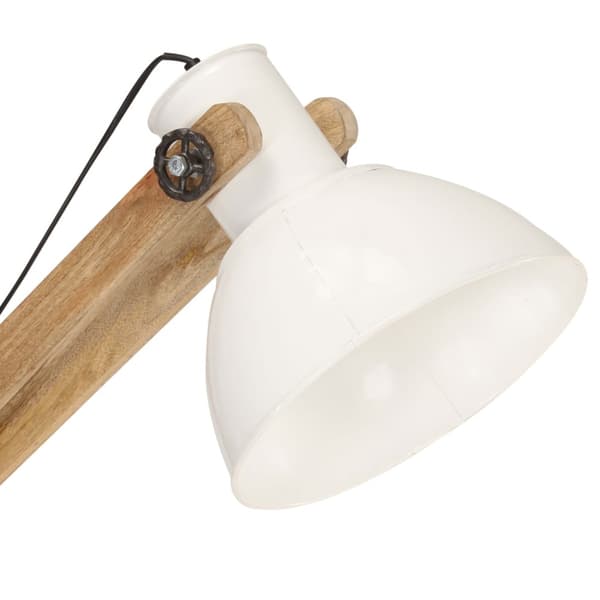 Golvlampa vit massivt mangoträ E27