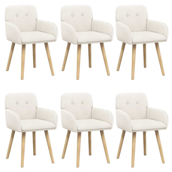 Matstolar 6 pcs Bouclé Gräddvit 59 x 57 x 85 cm
