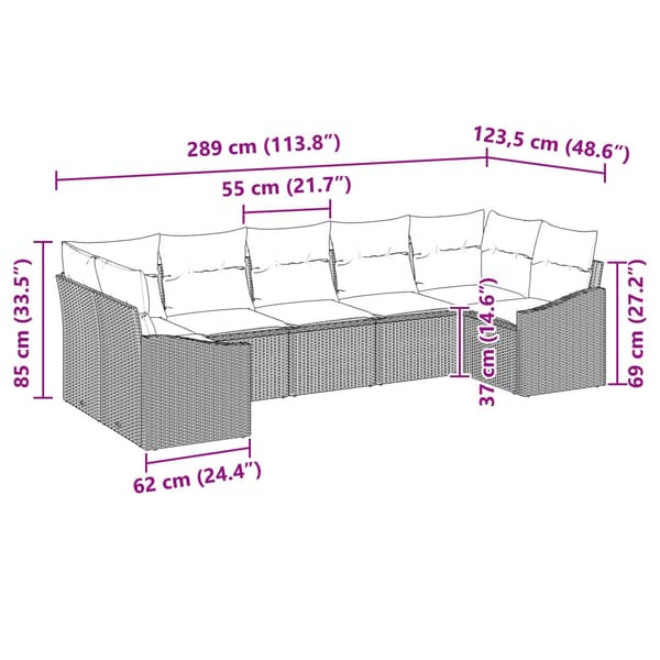 Soffset med kudde 7 pcs Ljusgrå konstrotting