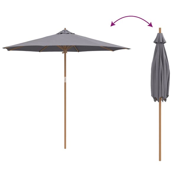 Trädgårdsparasol Mörkgrå Ø 270 x 260 cm Bambu