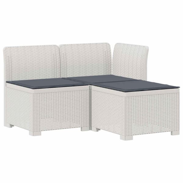 3-sits trädgårdsoffa med kuddar Rattan-look PP Vit