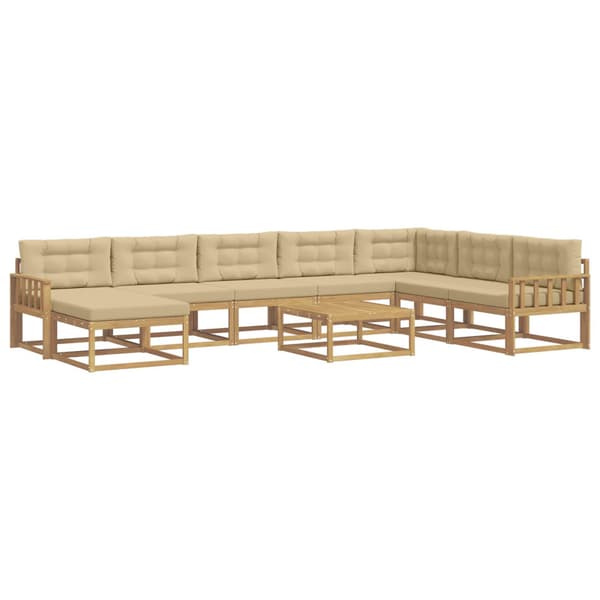 Utomhussoffset 9 pcs Vit och Beige