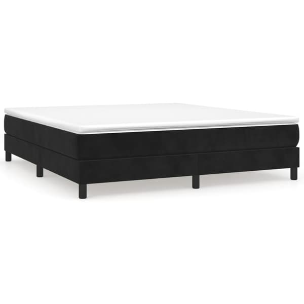 Boxspring-sängram svart 160x200 cm sammet