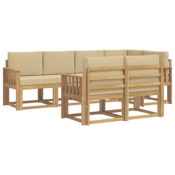 Utomhussoffset med kudde 7 pcs Vit och Beige Polyester