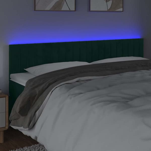 Sänggavel LED mörkgrön 160x5x78/88 cm sammet