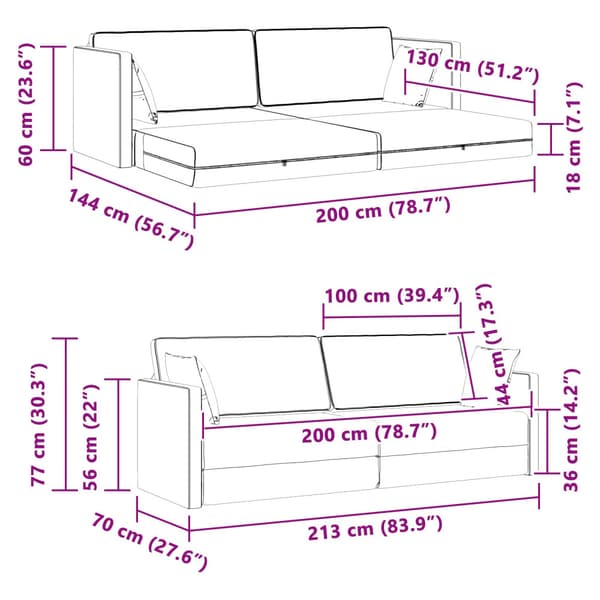Golvbäddsoffa Vinröd 213 x 70 x 77 cm Sammet