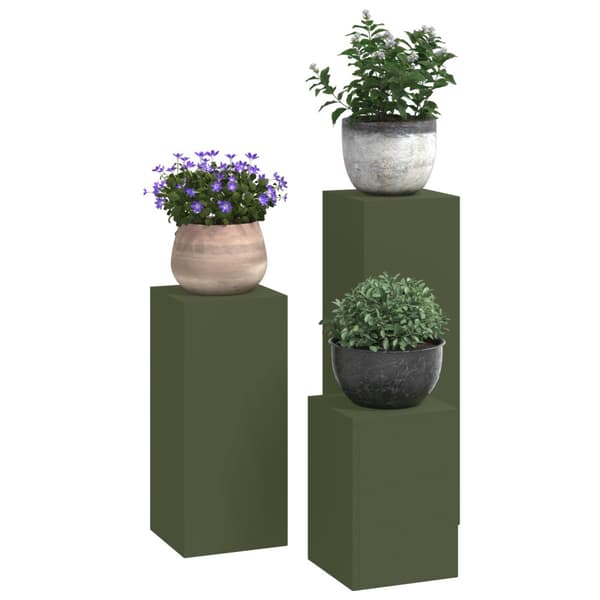 Växtställ 3 pcs Olivgrön Stål