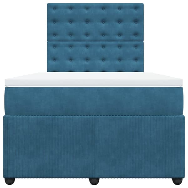 Ramsäng med madrass blå 120x190 cm sammet