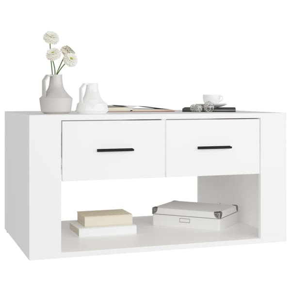 Soffbord vit 80x50x40 cm konstruerat trä