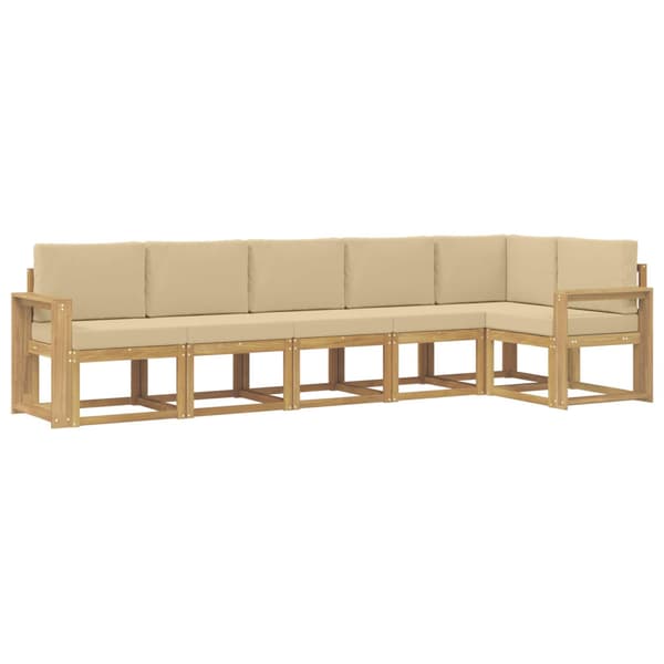 Utomhussoffset med kudde 6 pcs Vit och Beige Polyester