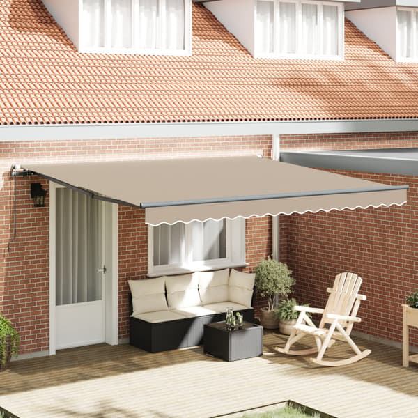 Utfällbar markis Beige 400 × 350 cm Polyester och Stål
