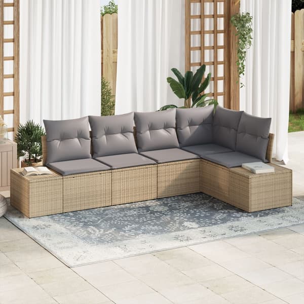 Trädgårdsoffset 5 pcs Beige konstrotting