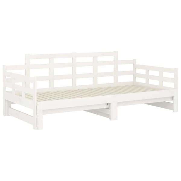 Bäddsoffa vit massiv furu 2x(80x200) cm