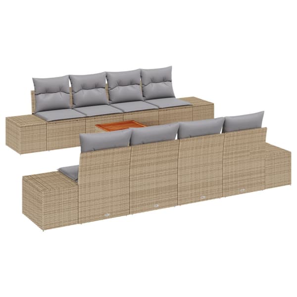 Trädgårdsoffset 9 pcs Beige och Ljusgrå konstrotting