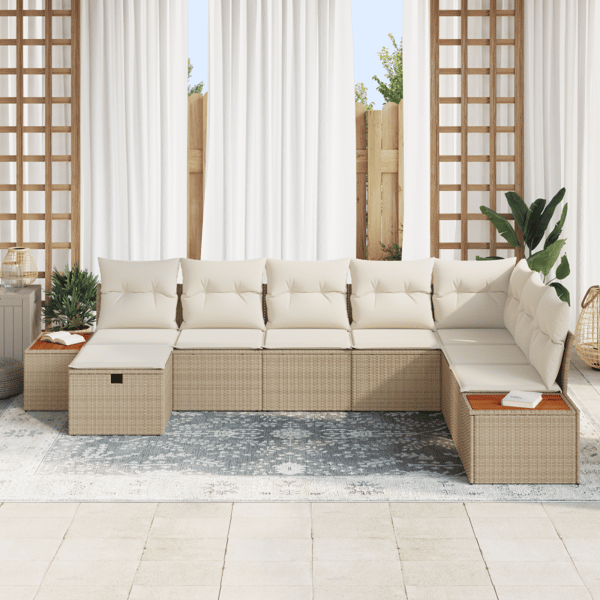 Trädgårdsoffset med kudde med lagring Beige konstrotting