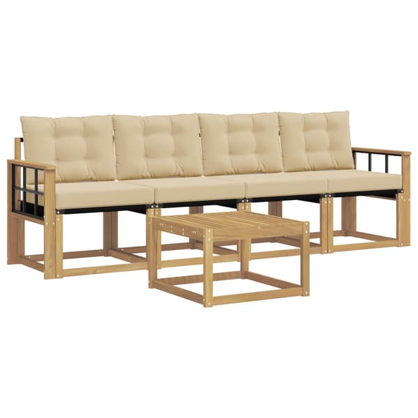 Utomhussoffset med kudde 5 pcs Vit och Beige