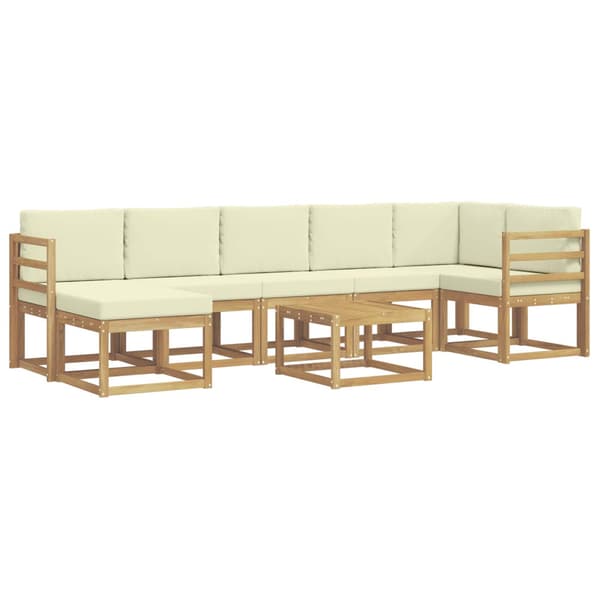 Utomhussoffset med kudde 8 pcs Vit och grädde Polyester