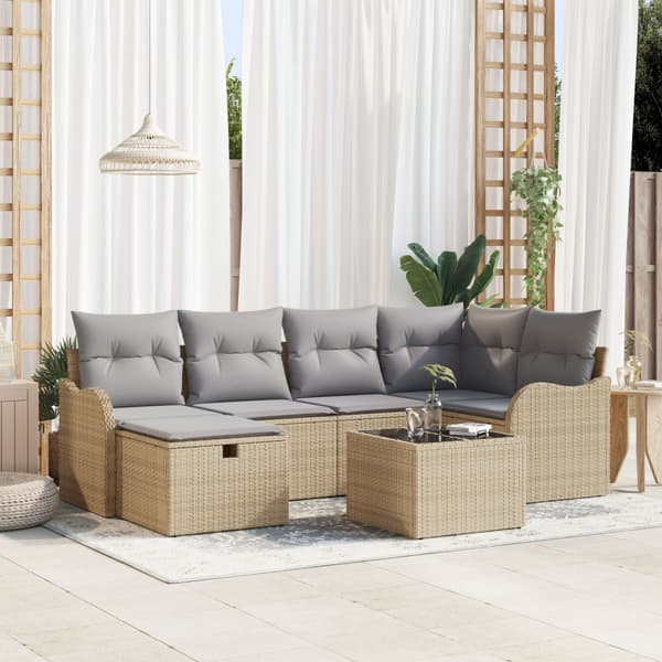 Trädgårdsoffset 7 st Poly rattan
