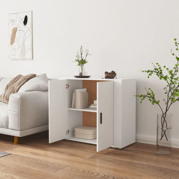 Skänk vit 80x33x70 cm konstruerat trä