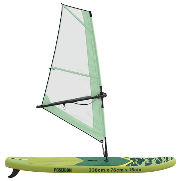 Uppblåsbar SUP-bräda med segel POSEIDON 330 x 76 x 15 cm Grön