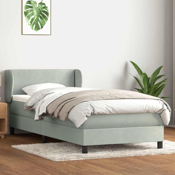 Ramsäng med madrass ljusgrå 80x220 cm sammet