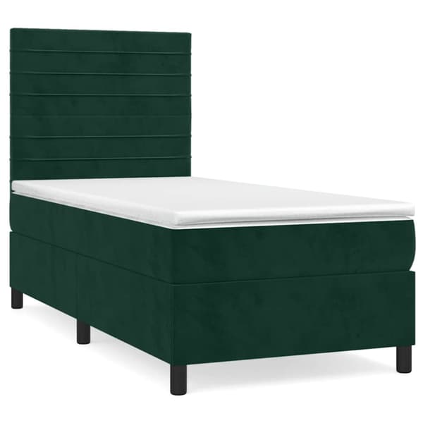 Ramsäng med madrass mörkgrön 100x200 cm sammet