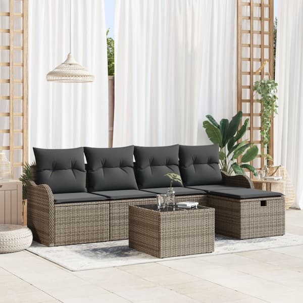 Trädgårdsoffset 6 st Poly rattan