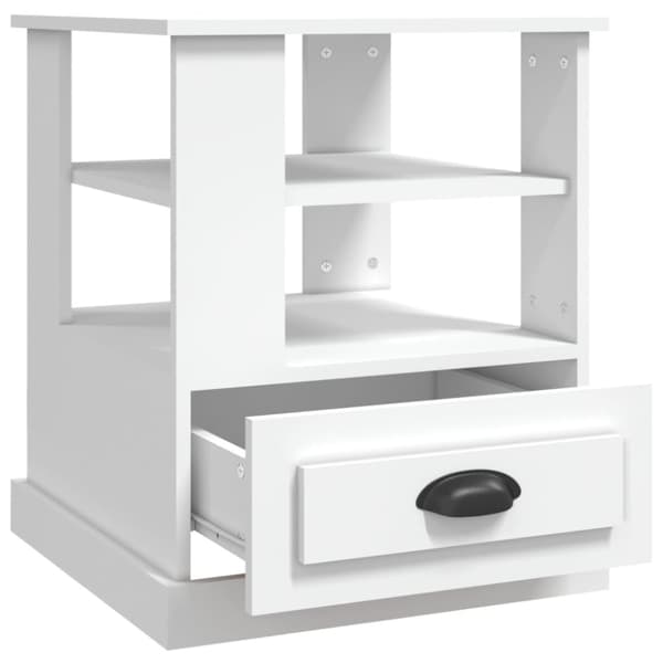 Sängbord vit 50x50x60 cm konstruerat trä