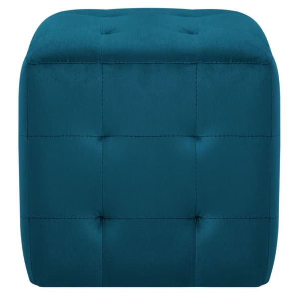 Sittpuff 2 st blå 30x30x30 cm sammetstyg