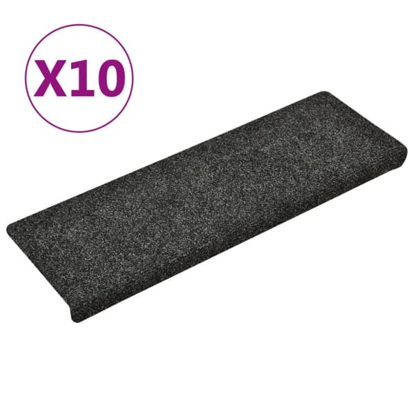Trappmattor självhäftande 10 st 65x21x4 cm mörkgrå rektangulär kant