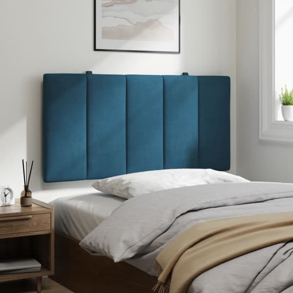 Headboard Cushion "Hanko" Blue 100 cm Velvet
