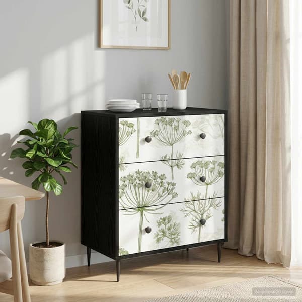 Kommode GOTHA Grön trädtryck 66 x 36,5 x 76 cm Konstruerat trä