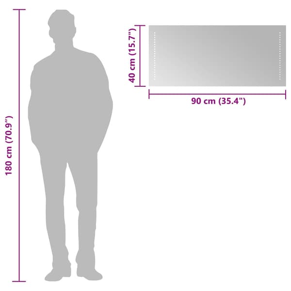 LED Badrumsspegel Transparent 90 x 40 cm härdat glas