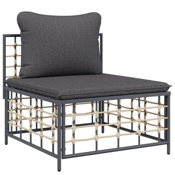 Loungegrupp 8 delar med dynor antracit konstrotting